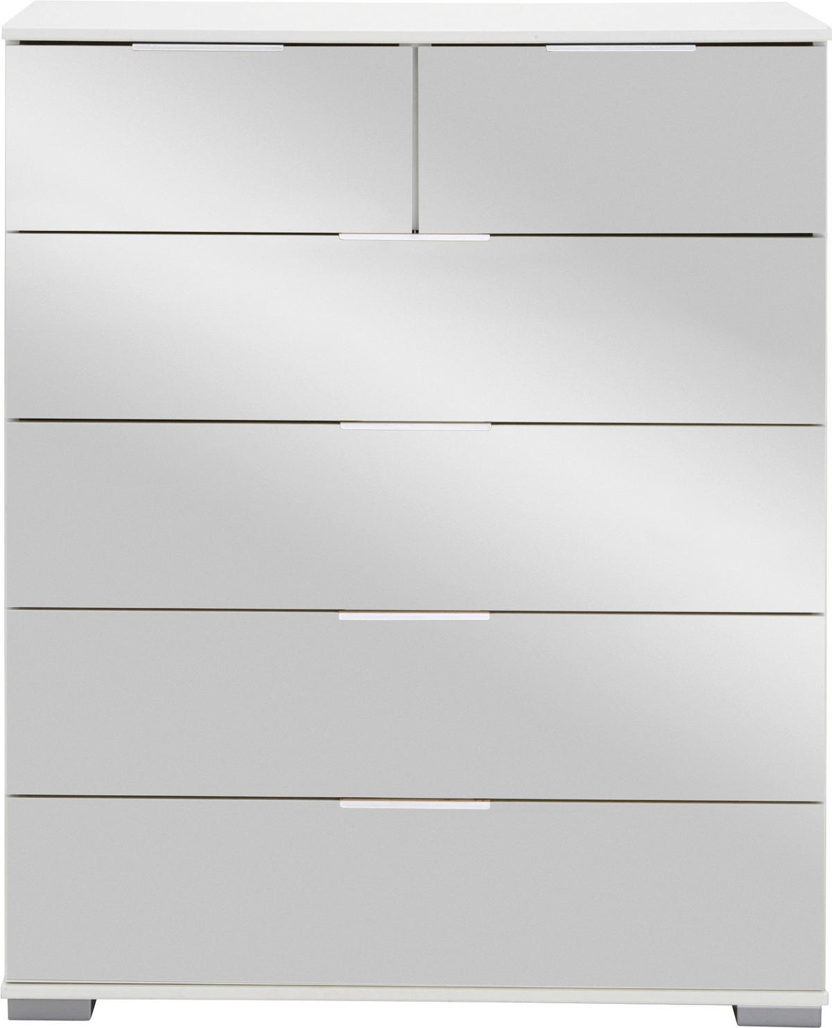 KOMMODE 82/102/42 cm  in Weiss  - Weiss/Alufarben, Design, Glas/Holzwerkstoff (82/102/42cm) - Livetastic