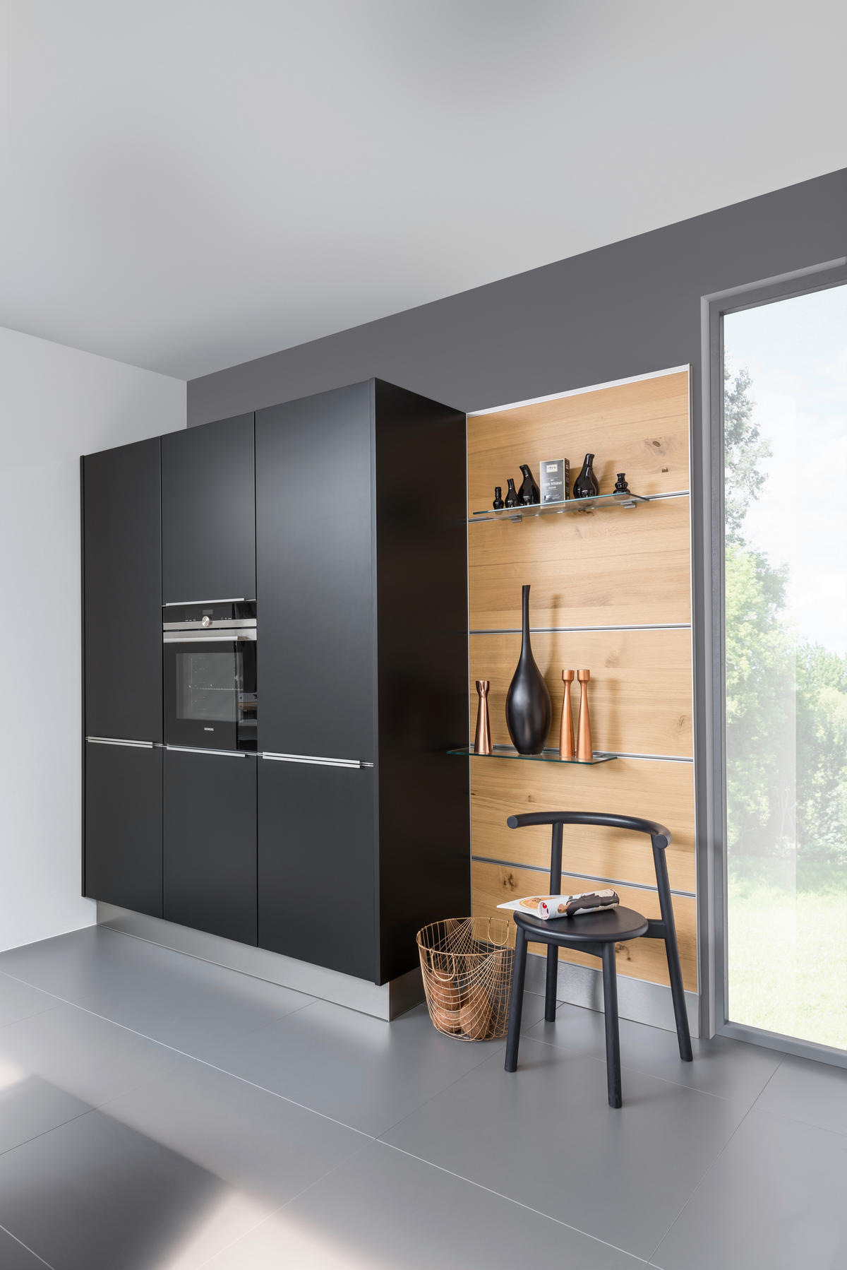EINBAUKÜCHE SOFT LACK  - Eichefarben/Schwarz, Design, Holzwerkstoff - Nolte Küchen
