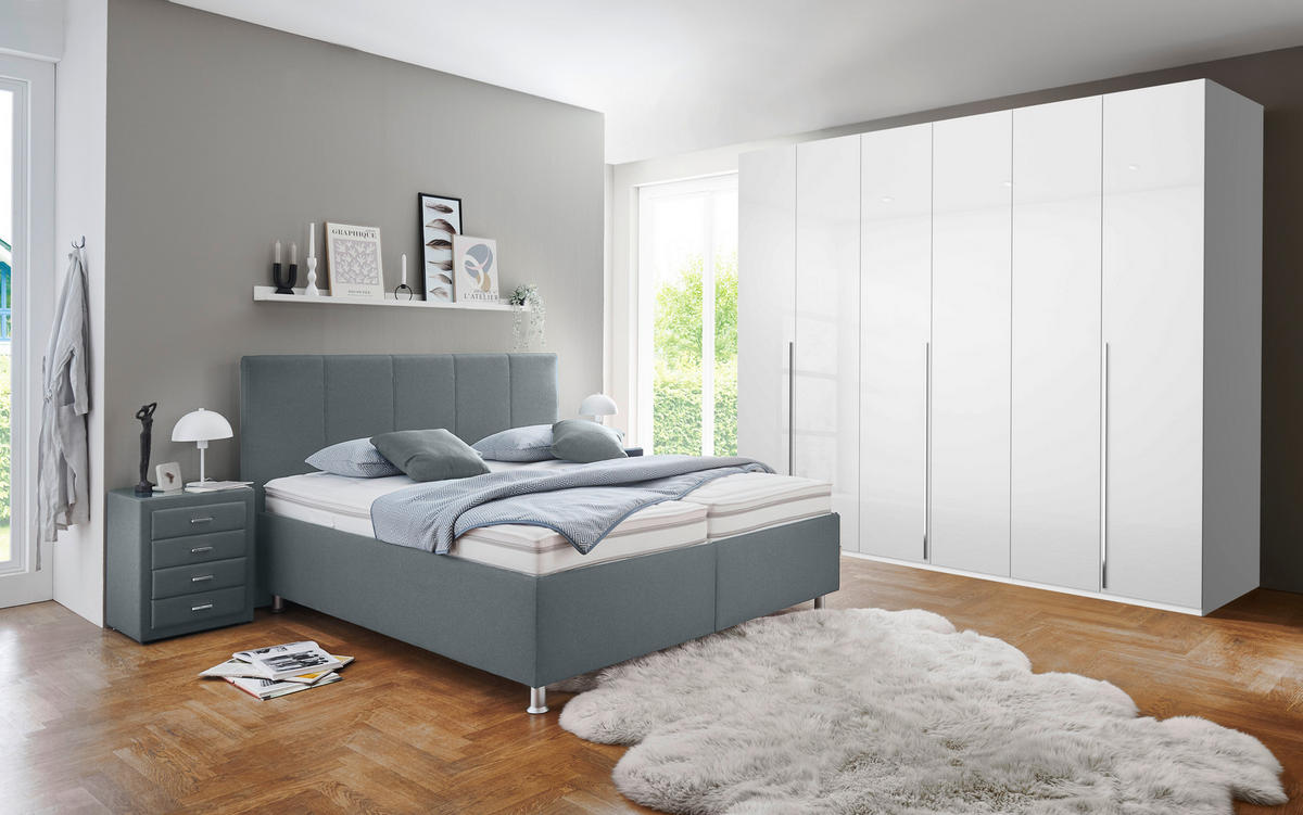 POLSTERBETT 180/200 cm  in Dunkelgrau  - Weiss/Dunkelgrau, Konventionell, Holz/Holzwerkstoff (180/200cm) - Beldomo - Sleep