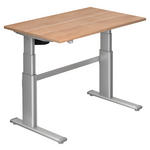 SCHREIBTISCH 120/80/66-130 cm  in Silberfarben, Nussbaumfarben  - Silberfarben/Nussbaumfarben, Design, Metall (120/80/66-130cm) - Venda