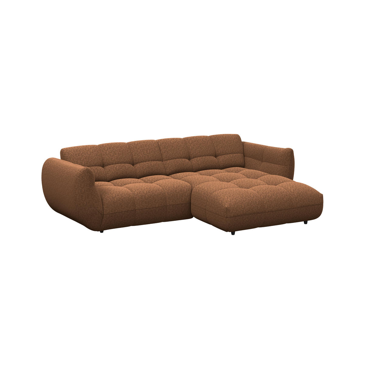 ECKSOFA Chenille Terracotta  - Terracotta/Schwarz, Trend, Kunststoff/Textil (280/178cm) - MID.YOU