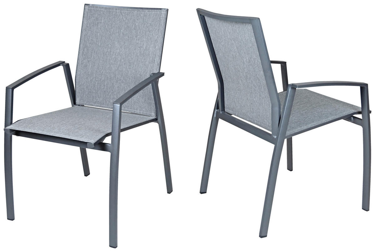 STAPELSESSEL Metall, Textil Anthrazit, Schwarz  - Anthrazit/Schwarz, Design, Textil/Metall (57/87/64cm)