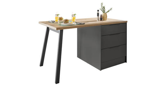 KÜCHENINSEL in Graphitfarben - Schwarz/Graphitfarben, Basics, Holzwerkstoff/Metall (150/91/90cm) - Xora