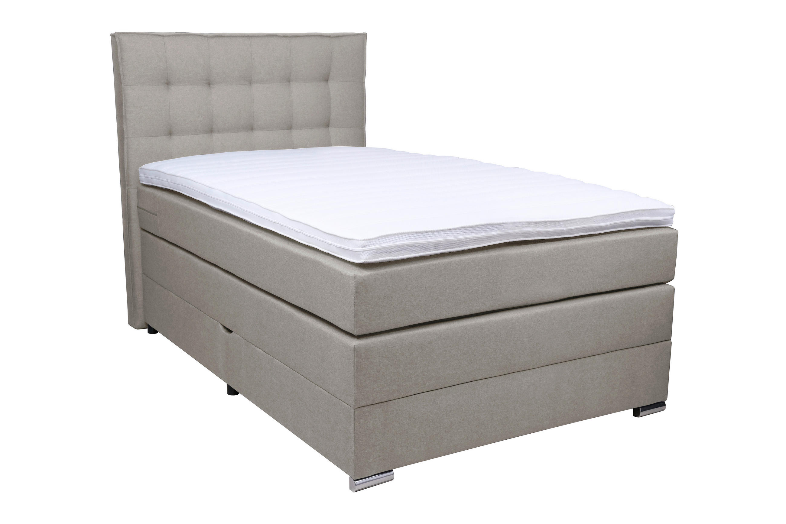 BOXSPRINGBETT 120/200 cm  in Grau  - Chromfarben/Schwarz, Konventionell, Kunststoff/Textil (120/200cm) - Boxxx