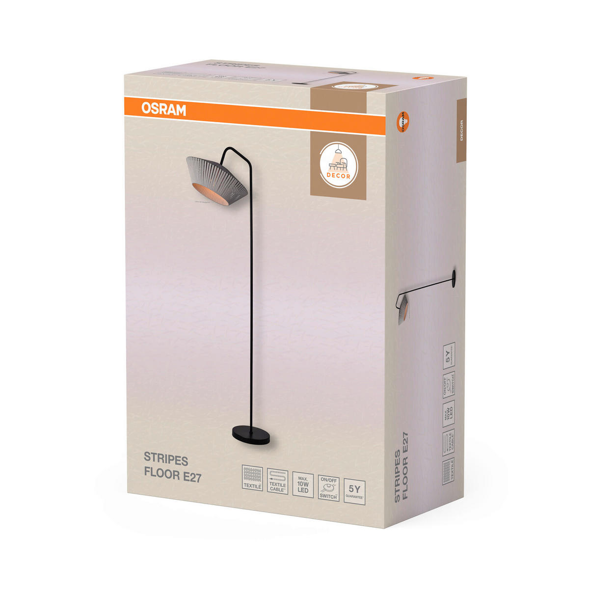 STEHLEUCHTE 40,5/56,8/164 cm   - Dunkelgrau, Basics, Textil/Metall (40,5/56,8/164cm) - Osram