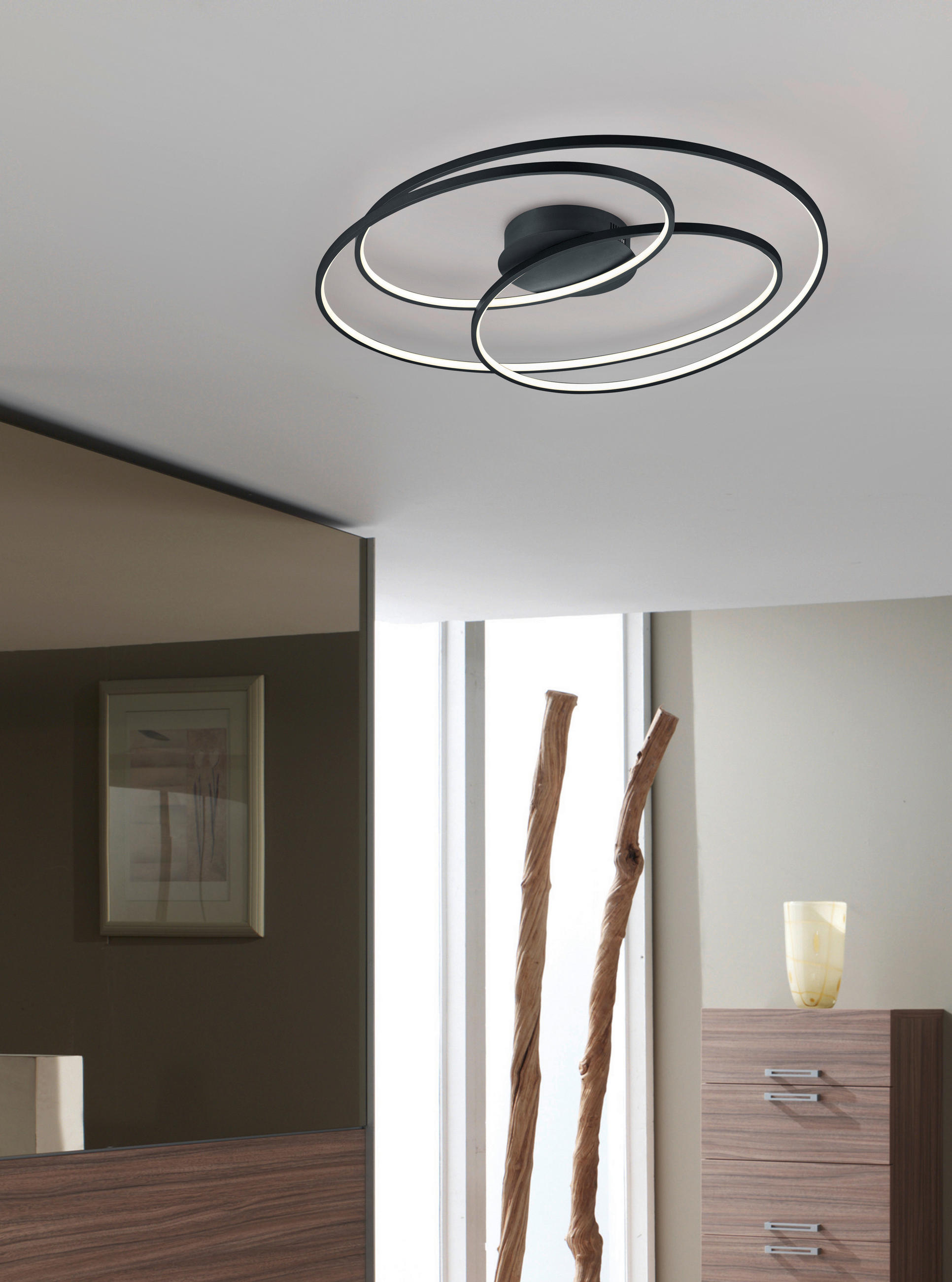 STROPNÍ LED SVÍTIDLO, 80/14 cm  - černá, Design, kov (80/14cm) - Trio Leuchten