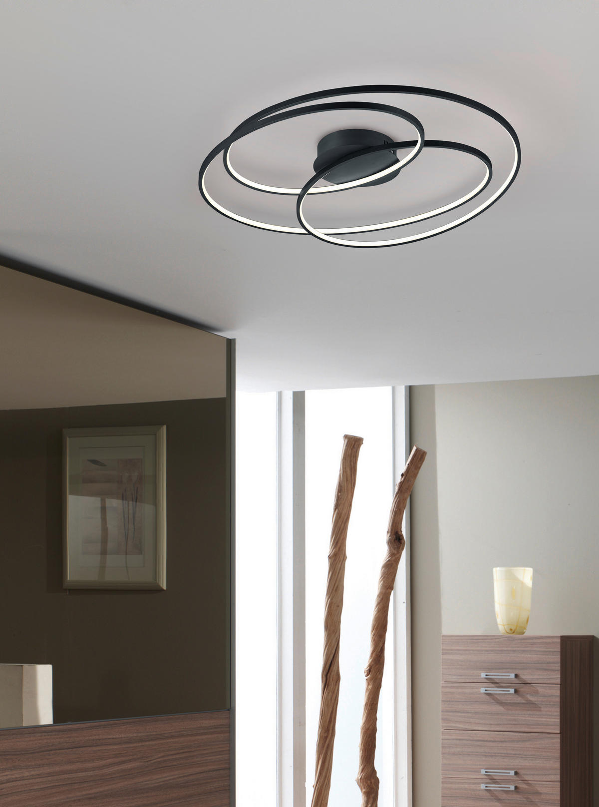 STROPNÍ LED SVÍTIDLO, 80/14 cm  - černá, Design, kov (80/14cm) - Trio Leuchten