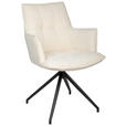 ARMLEHNSTUHL  Stoffauswahl, Sitzfläche 360° drehbar, automatische Rückholfunktion Jacquard  - Creme/Schwarz, Design, Textil/Metall (59/89.5/63cm) - Novel