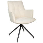 ARMLEHNSTUHL  Stoffauswahl, Sitzfläche 360° drehbar, automatische Rückholfunktion Jacquard  - Creme/Schwarz, Design, Textil/Metall (59/89.5/63cm) - Novel