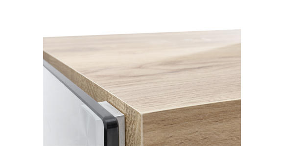 ECKSCHREIBTISCH 141,8/116,5/74 cm in Eichefarben - Chromfarben/Eichefarben, Design, Glas/Holzwerkstoff (141,8/116,5/74cm) - Novel