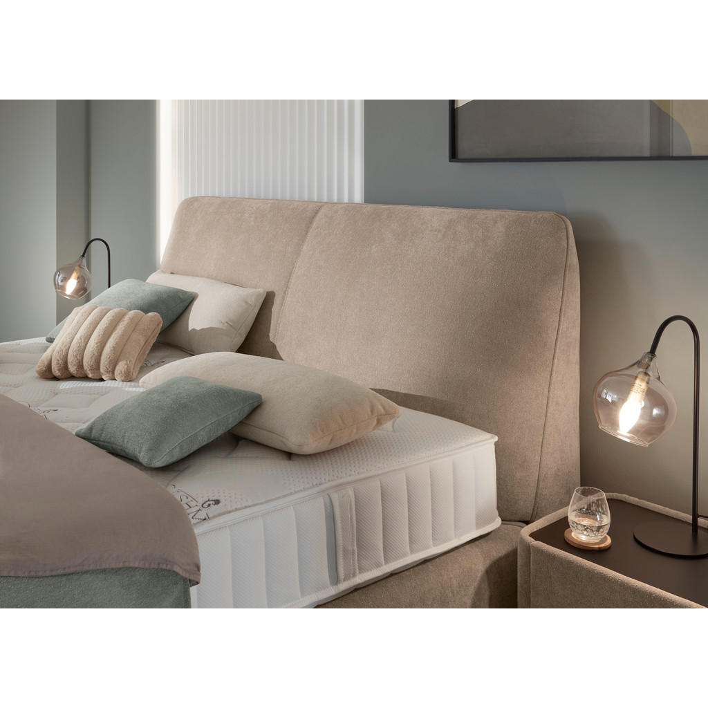 Thumbnail - Johann Jakob Boxspringbett, Beige, Textil, H2 + H3, 7-Zonen, Höhe ca. 31 cm, 180x200 cm, gepolstertes Kopfteil, Stoffaus...