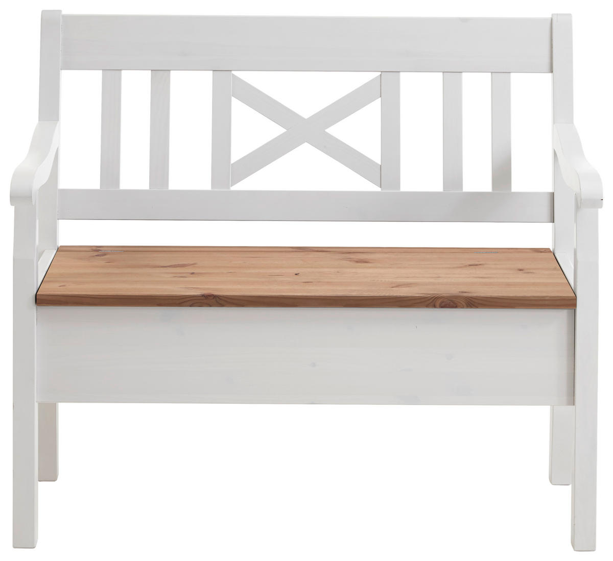 SITZBANK 105/93/58 cm Weiß, Laugenfarbig Kiefer massiv  - Laugenfarbig/Weiß, ROMANTIK / LANDHAUS, Holz (105/93/58cm) - Boxxx