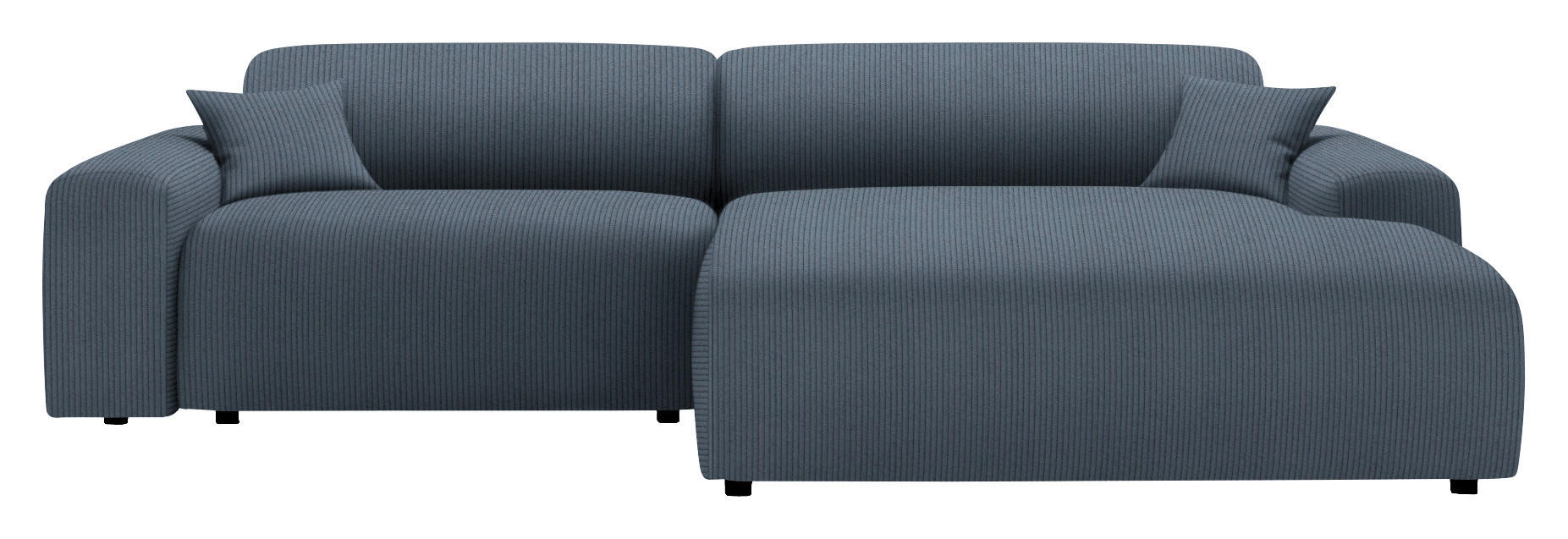 ECKSOFA in Velours, Feincord Blaugrau  292/178 cm  - Blaugrau/Schwarz, Design, Kunststoff/Textil (292/178cm) - home24