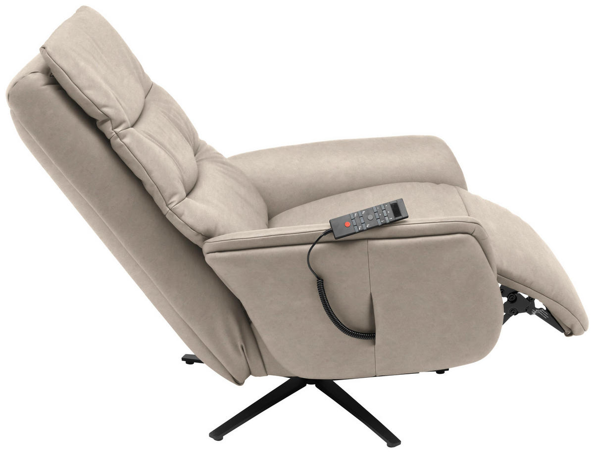 MASSAGESESSEL Echtleder Beige    - Anthrazit/Beige, KONVENTIONELL, Leder/Metall (74/114/97cm) - Himolla