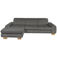 ECKSOFA Anthrazit Cord Rücken echt, Sitztiefenverstellung  - Eiche Bianco/Anthrazit, KONVENTIONELL, Holz/Textil (195/307cm) - SetOne by Musterring