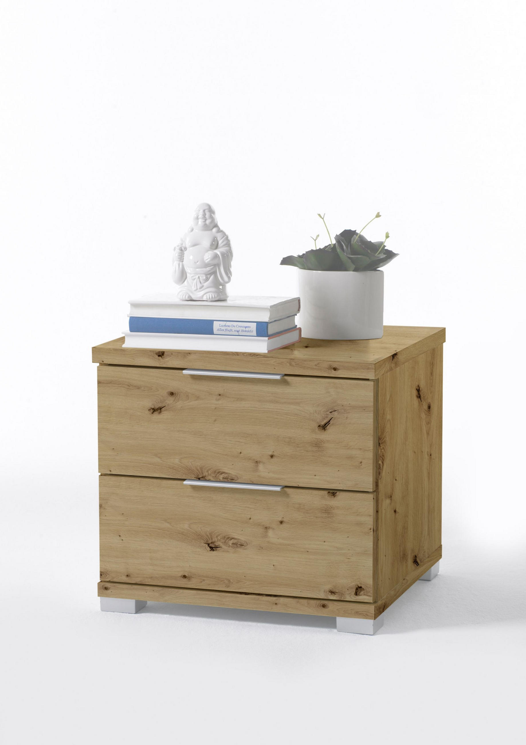 NOĆNI ORMARIĆ boje hrasta   - srebrne boje/boje hrasta, Design, drvni materijal/plastika (46/43/42cm) - Boxxx