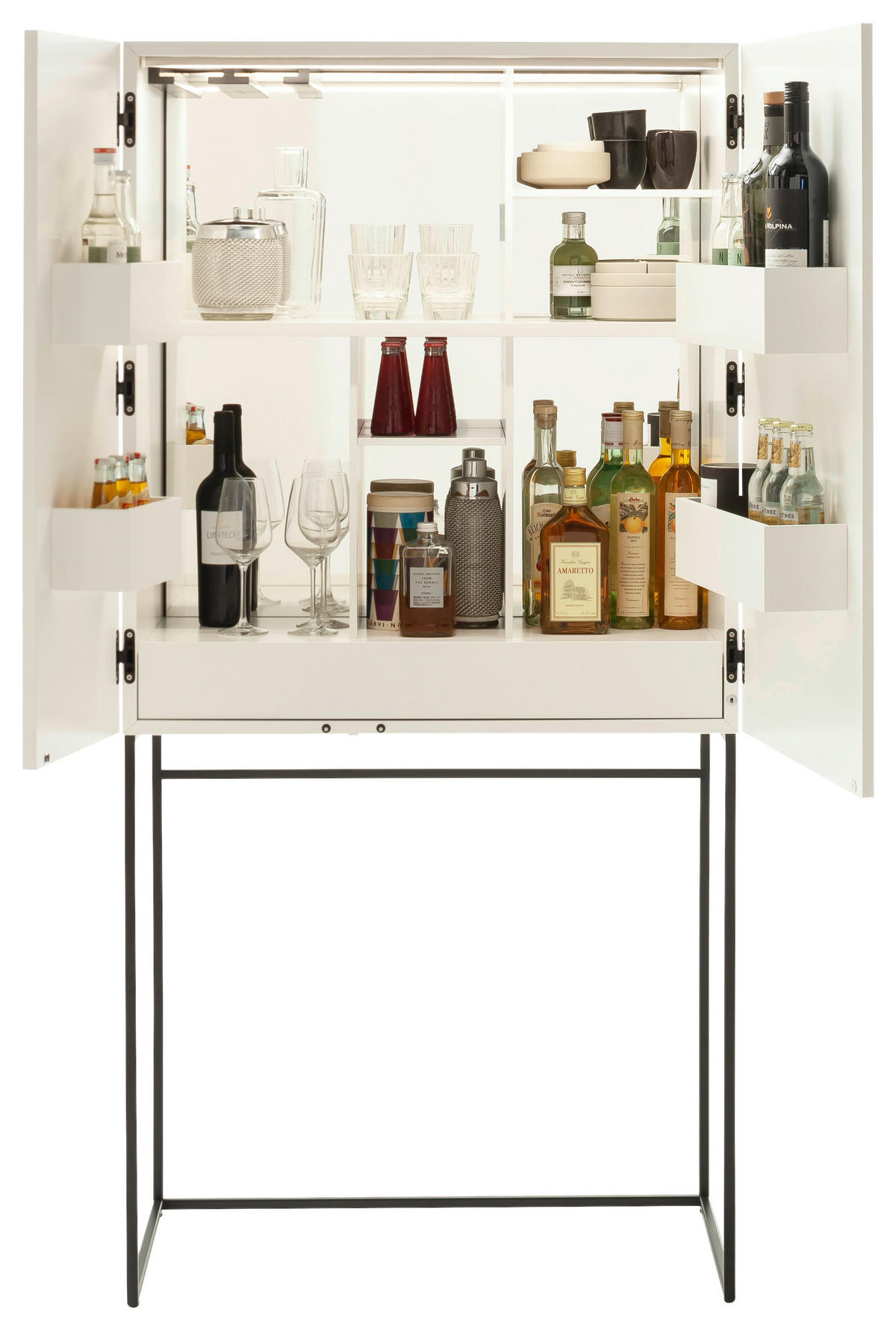 BARSCHRANK Weiss  80/165/45 cm  - Weiss/Schwarz, Design, Holzwerkstoff/Metall (80/165/45cm) - Schöner Wohnen