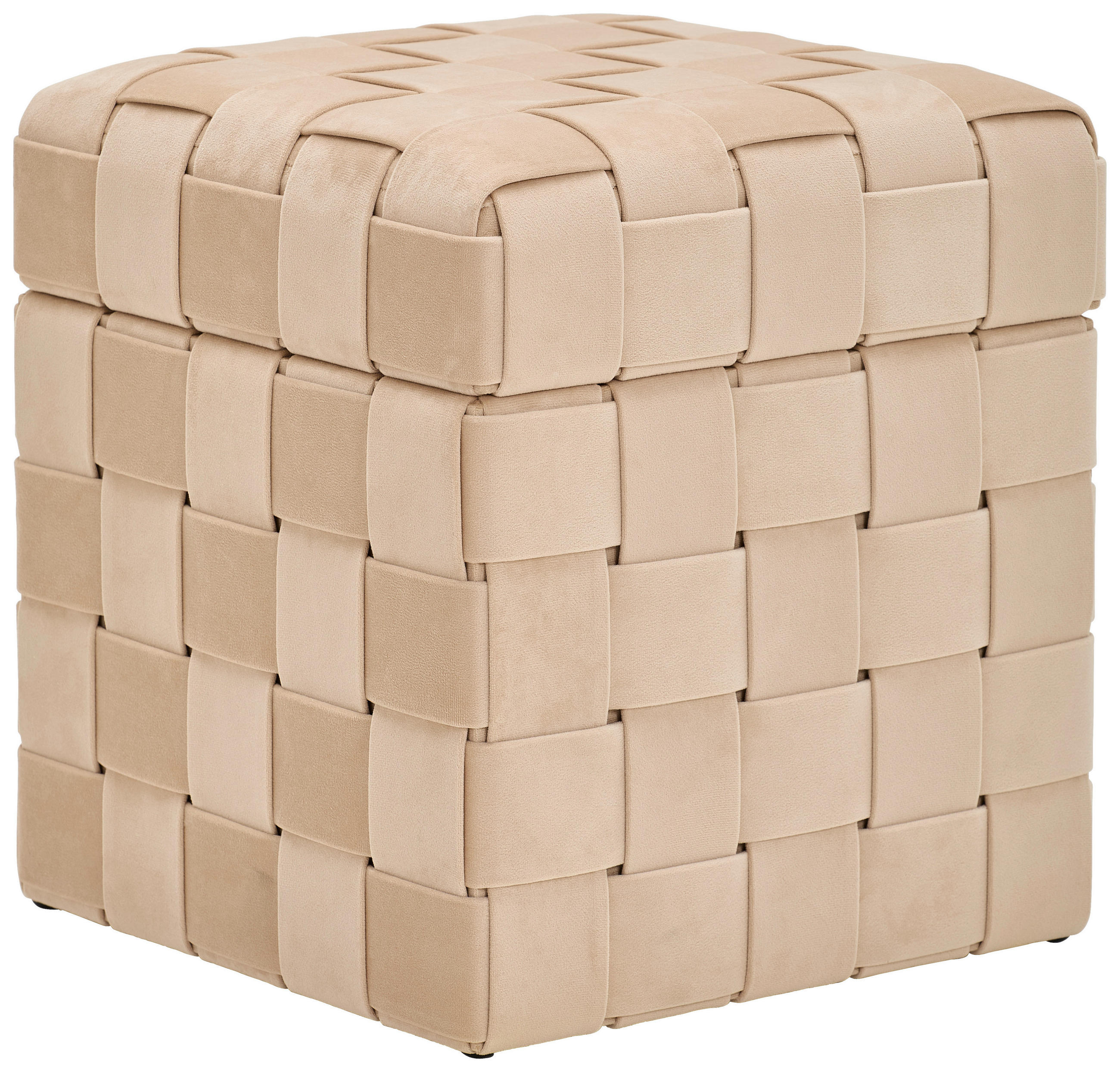 HOCKER Samt Creme  - Creme/Schwarz, Trend, Textil (40/43/40cm) - Xora