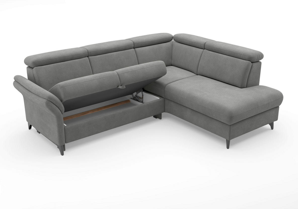 ECKSOFA Flachgewebe Grau  - Schwarz/Grau, Konventionell, Textil/Metall (247/193cm) - Sit & More