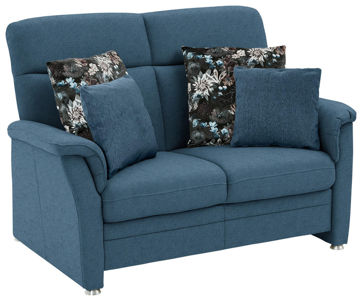2-SITZER-SOFA Flachgewebe Blau  - Blau/Alufarben, Konventionell, Textil/Metall (142/100/89cm) - Beldomo Comfort