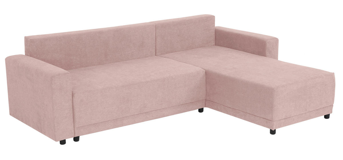 ECKSOFA in Mikrofaser Rosa  178/248 cm  - Schwarz/Rosa, Design, Kunststoff/Textil (178/248cm) - MID.YOU