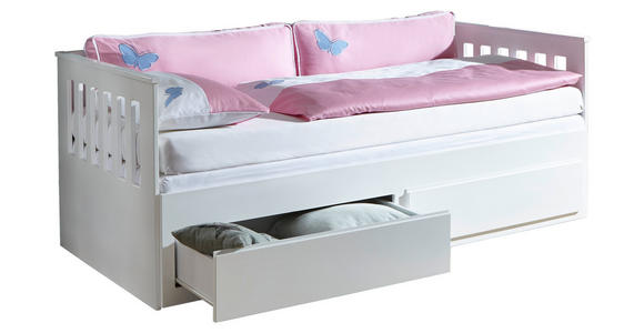 AUSZIEHBETT 90-180/200 cm  in Weiß  - Weiß, KONVENTIONELL, Holz/Holzwerkstoff (90-180/200cm) - Carryhome