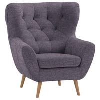 OHRENSESSEL in Webstoff Blau  - Blau/Eichefarben, Design, Holz/Textil (87/101/95cm) - Stylife