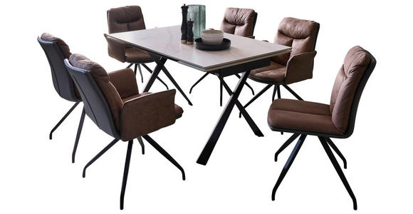 ESSTISCH in Metall, Keramik 140-200/90/76 cm - Schwarz/Weiß, Design, Keramik/Metall (140-200/90/76cm) - Hom`in