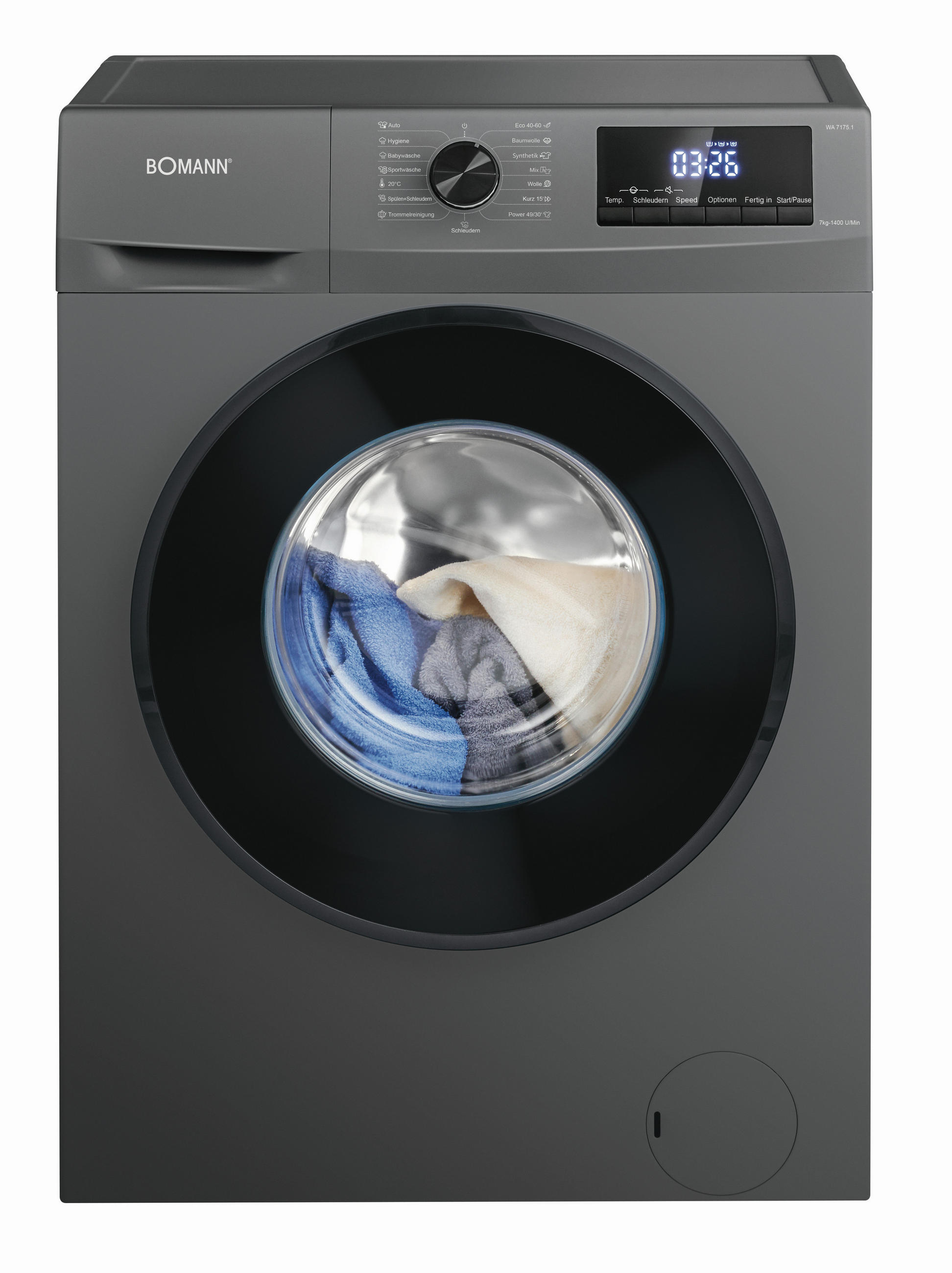 WASCHMASCHINE WA 7175.1  - Titanfarben, Trend, Metall (60,0/85,0/47,0cm) - Bomann