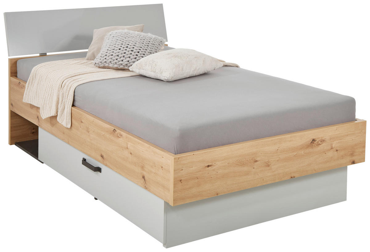 BETT 120/200 cm  in Grau, Eichefarben   - Eichefarben/Grau, Modern, Holzwerkstoff (120/200cm) - Xora