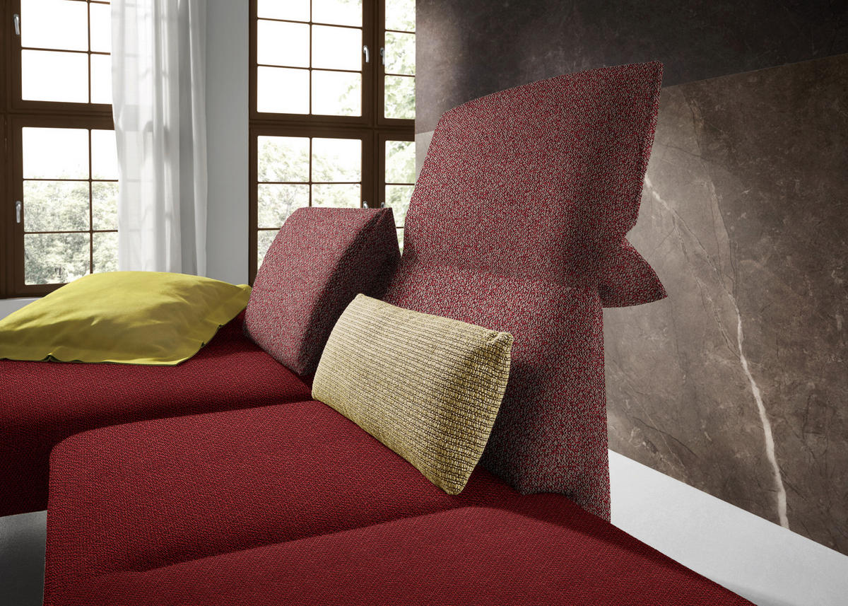 ECKSOFA in Flachgewebe Rot  - Chromfarben/Rot, Design, Holz/Textil (132/240cm) - Koinor
