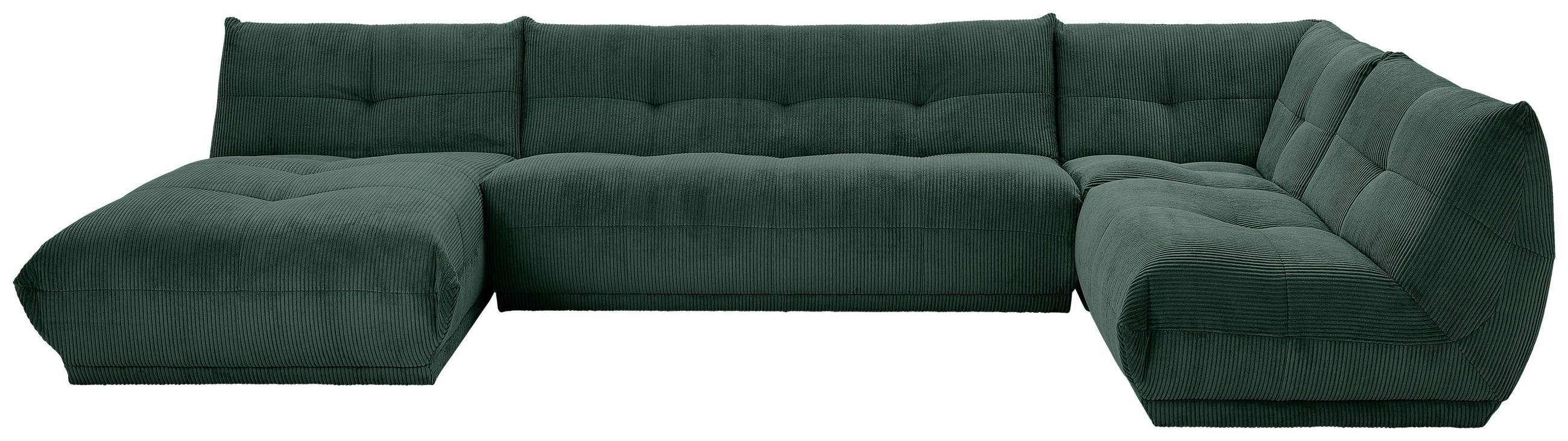 WOHNLANDSCHAFT GISELLE Dunkelgrün Cord  - Dunkelgrün, Trend, Textil (185/390/210cm) - Livetastic