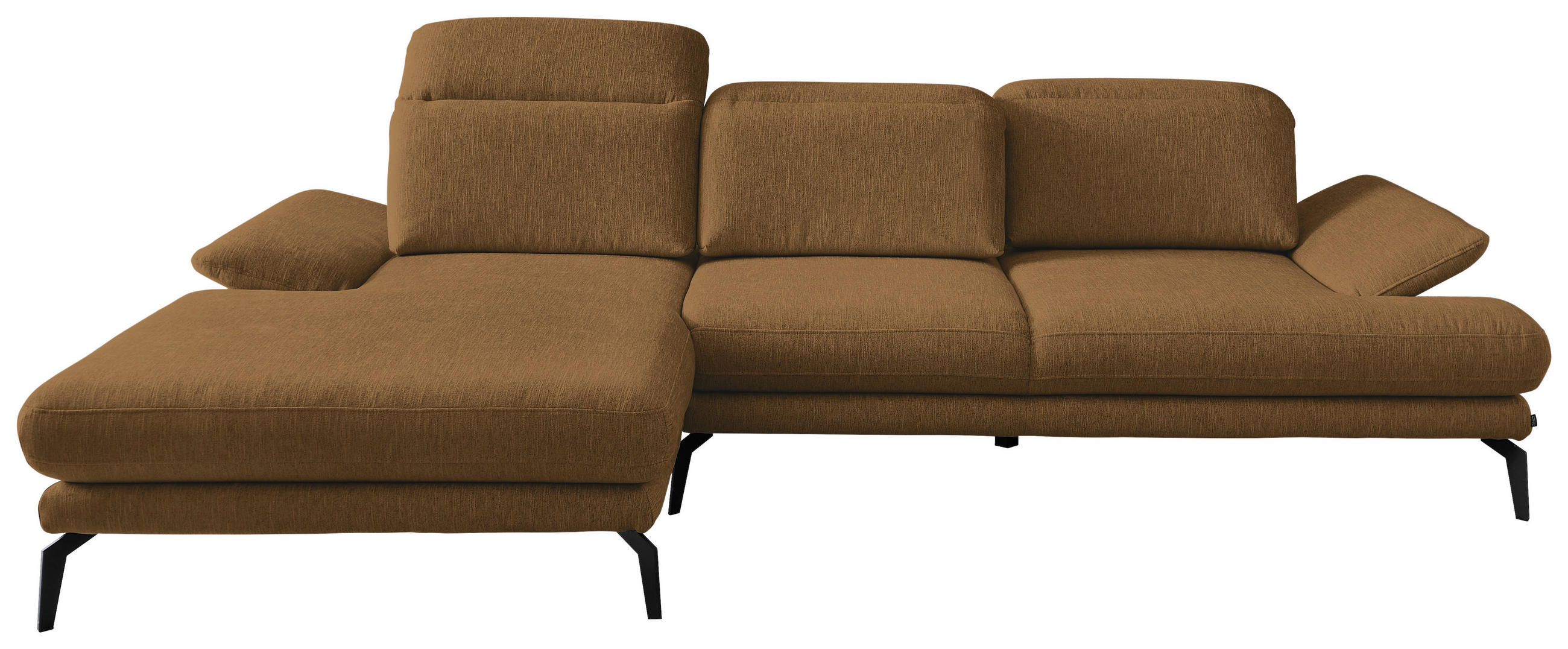 Wohnlandschaft inkl.Funktionen Schlammfarben Webstoff  - Schlammfarben/Schwarz, Design, Textil/Metall (180/289cm) - Stylife