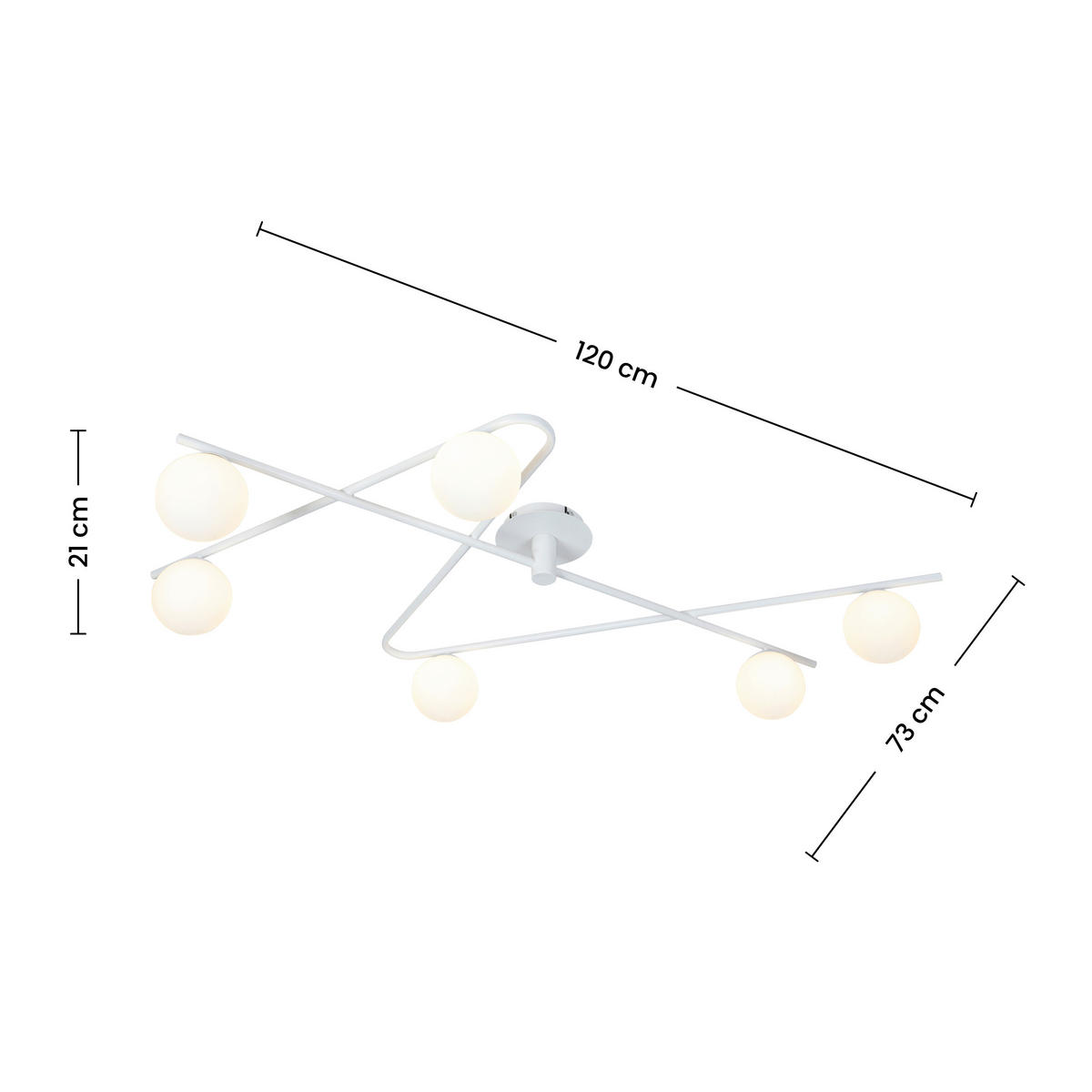 DECKENLEUCHTE 120/73,5/28 cm  - Weiß, Trend, Glas/Metall (120/73,5/28cm) - Collett's Monde