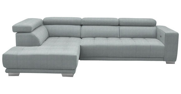 ECKSOFA in Mikrofaser Platinfarben  207/301 cm  - Platinfarben/Chromfarben, Design, Textil/Metall (207/301cm) - Xora