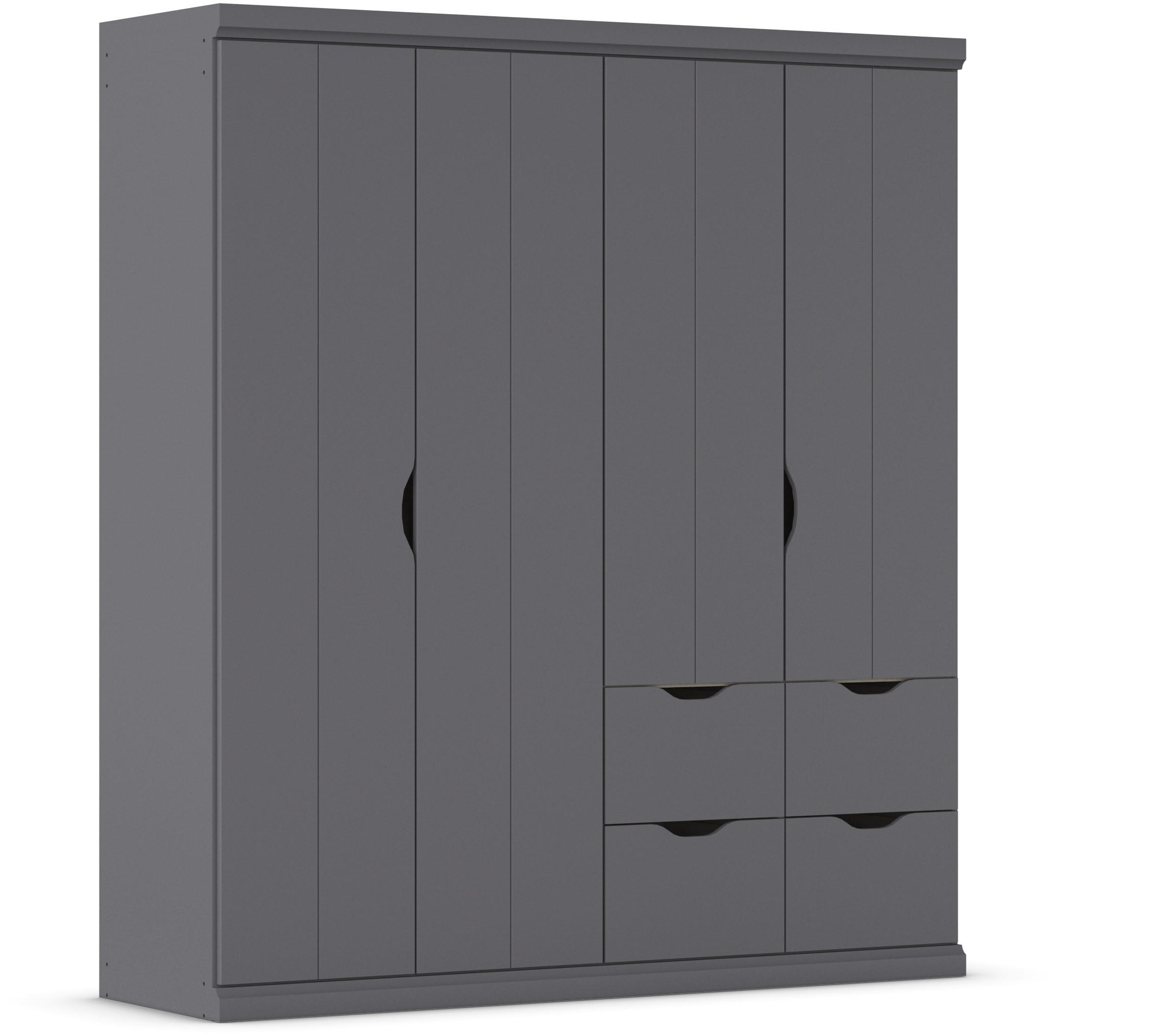 KLEIDERSCHRANK 181/203/56 cm 4-türig Dunkelgrau  - Dunkelgrau, Basics, Holzwerkstoff (181/203/56cm) - Boxxx