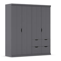 KLEIDERSCHRANK 181/203/56 cm 4-türig Dunkelgrau  - Dunkelgrau, Basics, Holzwerkstoff (181/203/56cm) - Rauch Möbel