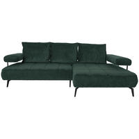 ECKSOFA  in Webstoff Dunkelgrün  266/180 cm  - Dunkelgrün/Schwarz, Design, Textil/Metall (266/180cm) - Welnova
