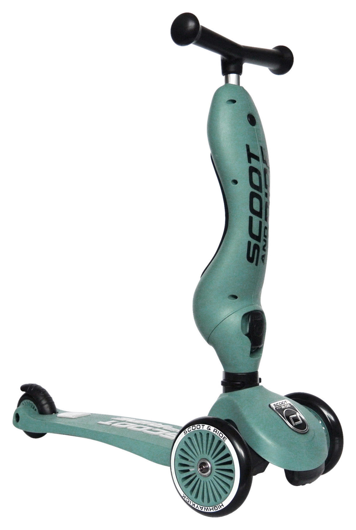 LAUFRAD/KINDERSCOOTER 2in1 - Dunkelgrün, Trend, Kunststoff/Metall (24/37/55cm) - Scoot and Ride