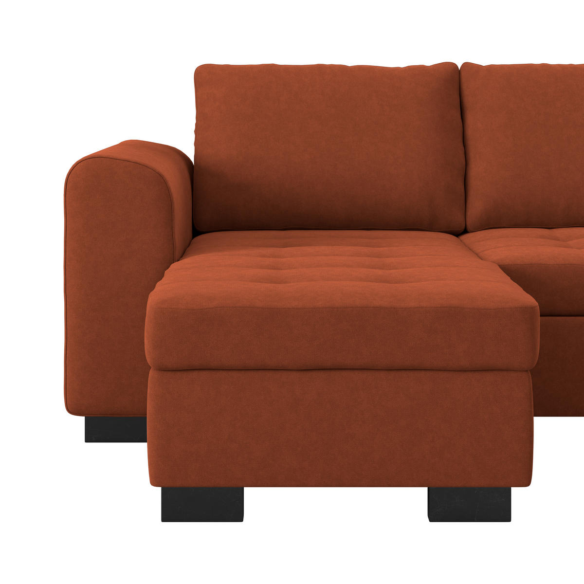 WOHNLANDSCHAFT Terracotta Mikrofaser  - Terracotta/Schwarz, MODERN, Kunststoff/Textil (155/305/178cm) - P & B