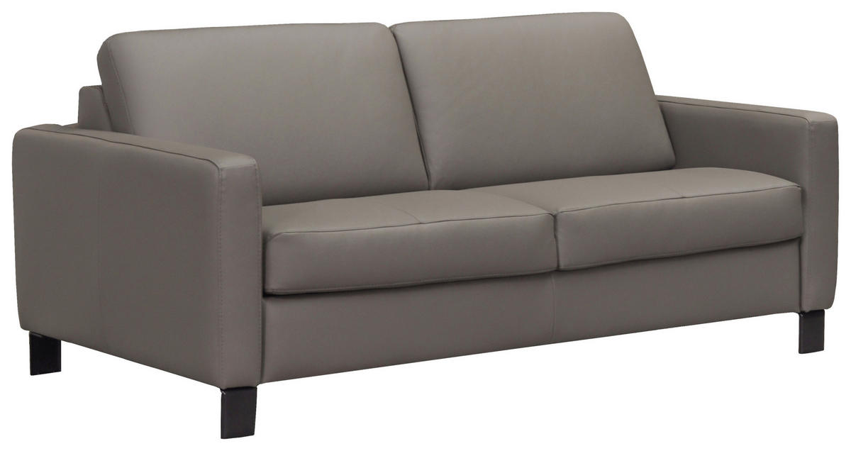SCHLAFSOFA in Leder Schlammfarben  - Schlammfarben/Schwarz, Konventionell, Leder/Metall (190/87/100cm) - Celina Home