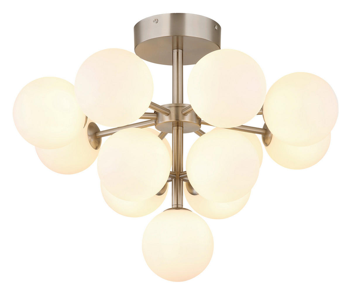 DECKENLEUCHTE  56/43 cm    - Nickelfarben, Design, Glas/Metall (56/43cm) - Globo