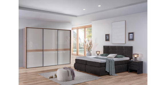 BOXSPRINGBETT 180/200 cm  in Dunkelgrau  - Dunkelgrau/Schwarz, KONVENTIONELL, Kunststoff/Textil (180/200cm) - Voleo