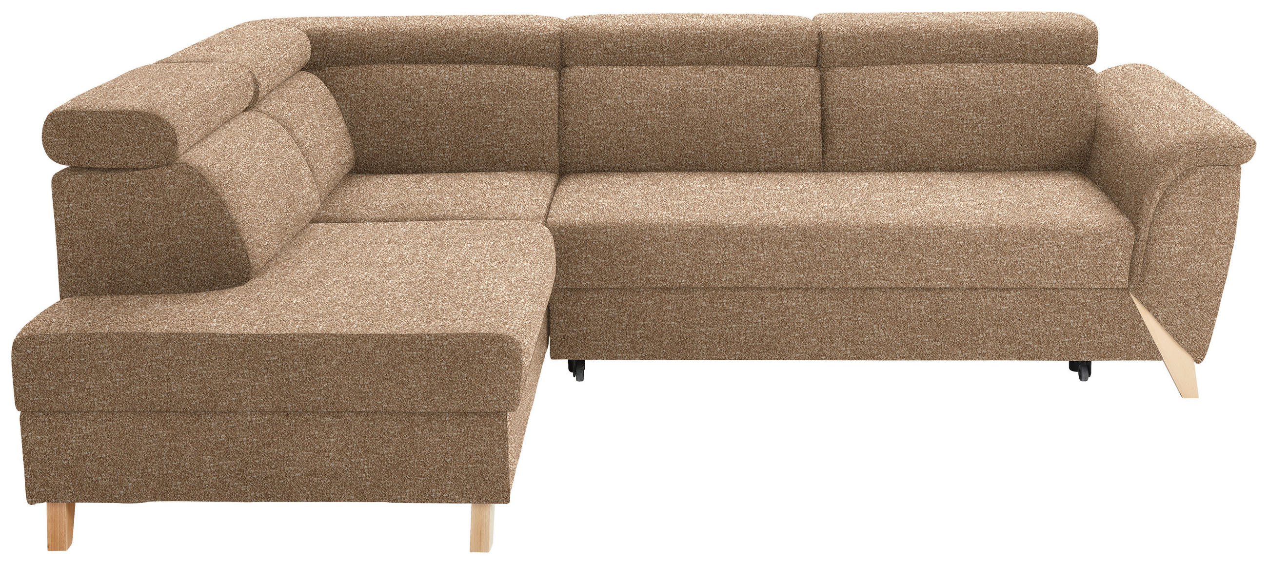 ECKSOFA in Bouclé Beige  200/265 cm  - Beige/Naturfarben, KONVENTIONELL, Holz/Textil (200/265cm) - Stylife
