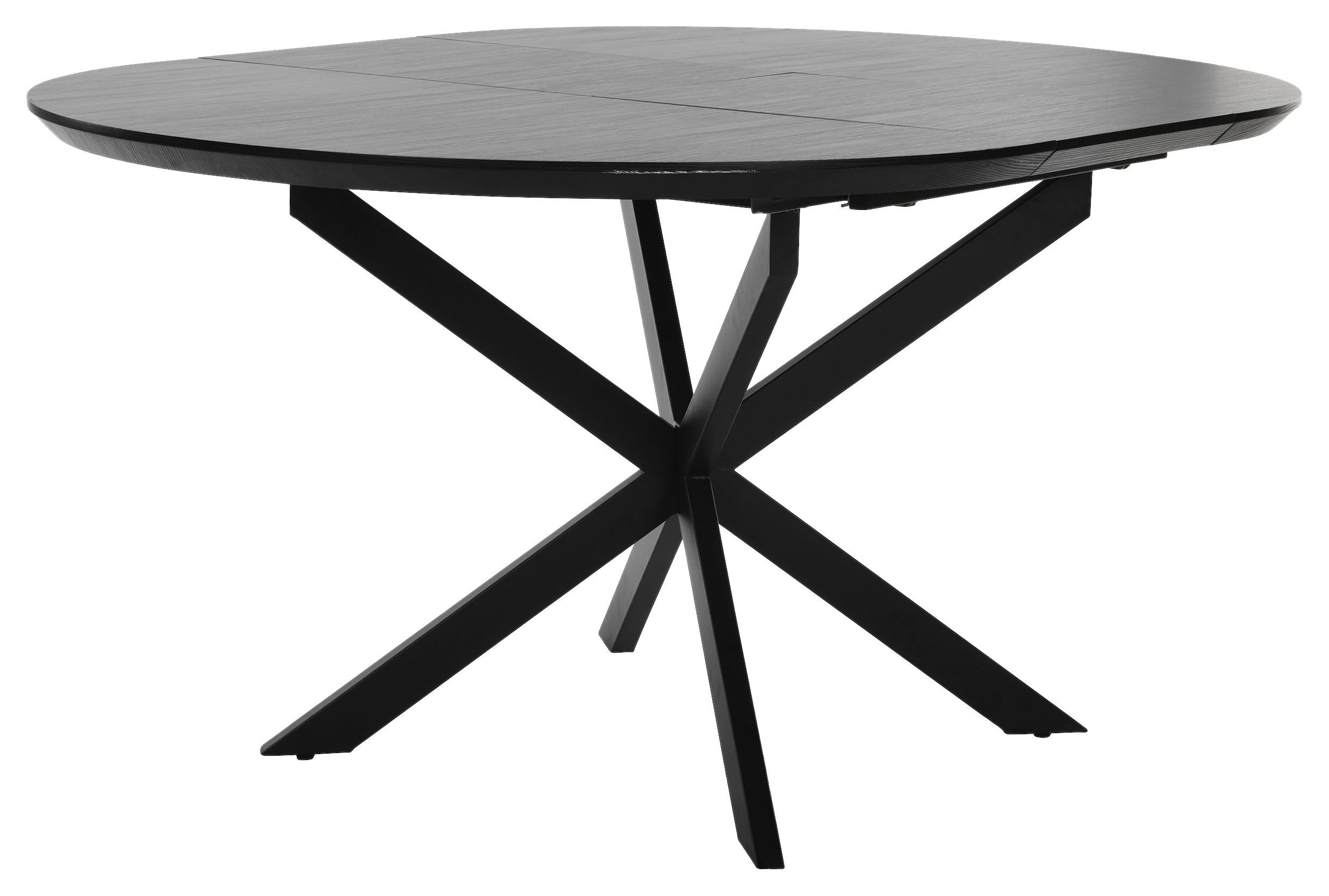 AUSZIEHTISCH Schwarz oval  ausziehbar  - Schwarz, Design, Holzwerkstoff/Metall (120-160/110/76cm) - MID.YOU