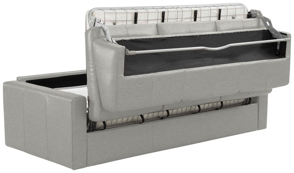 SCHLAFSOFA Grauweiss  - Schwarz/Grauweiss, Konventionell, Leder/Kunststoff (206/81/96cm) - Novel