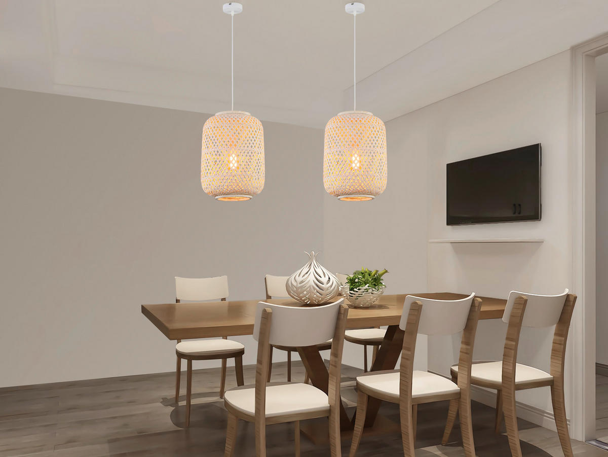ZÁVĚSNÉ SVÍTIDLO, 28/120 cm  - bílá, Moderní, dřevo (28/120cm) - Bessagi Home