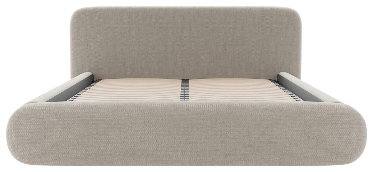POLSTERBETT 180/200 cm,  in Taupe, gepolstertes Kopfteil, Lattenrost, Bettkasten,  - Taupe/Schwarz, Design, Holz/Textil (180/200cm) - Chameo