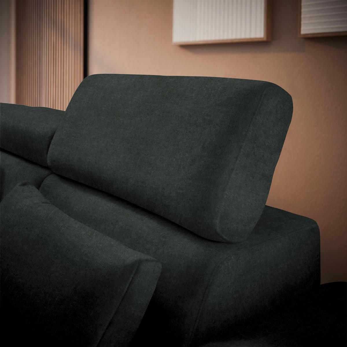 ECKSOFA in Velours Dunkelgrün  264/299 cm  - Dunkelgrün/Schwarz, Design, Textil/Metall (264/299cm) - Novel