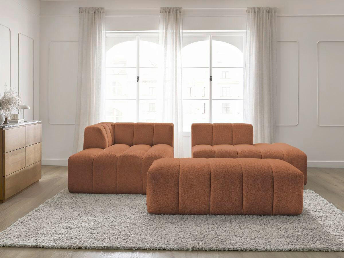 ECKSOFA  ANNECY Orange Bouclé  - Schwarz/Orange, MODERN, Kunststoff/Textil (170/262cm)